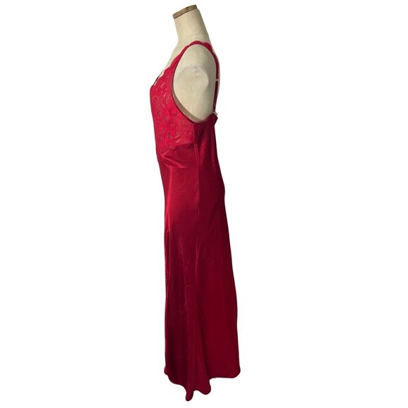 Victoria's Secret nightgown women's M red lace vtg 80's full length gold label - Picture 4 of 10